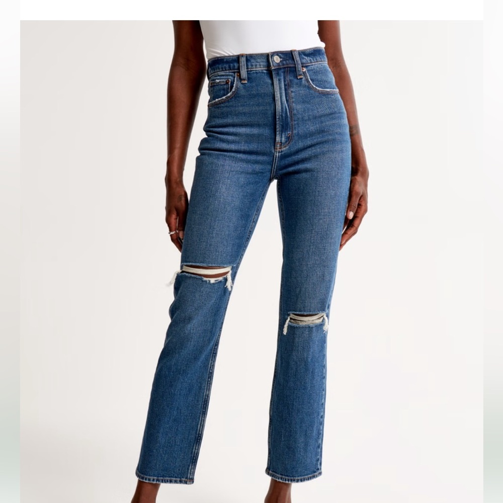 Abercrombie & Fitch ultra high rise straight ankle jeans